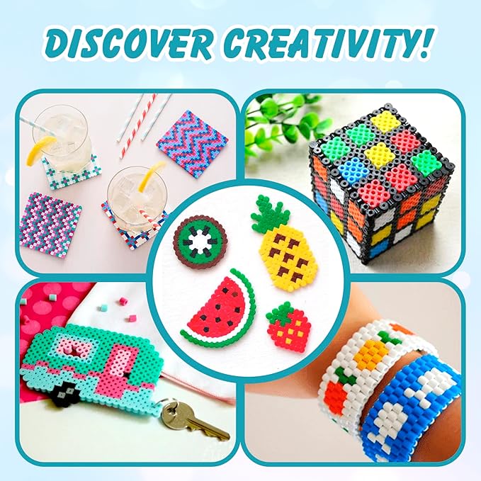 Darice Fuse Beads, Bulk Assorted Multicolor Melty Beads for Kids Crafts, Big Bucket of 22000 pcs