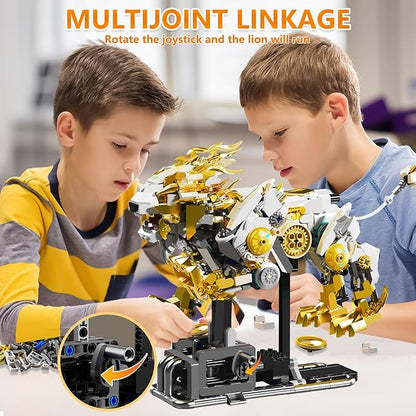 Mechanical Lion Building Sets, Movable Animal with Display Stand Adults Home or Office Decor STEM Building Blocks Toy Gifts for Teens Boys Ages 12 13 14 (1073PCS)