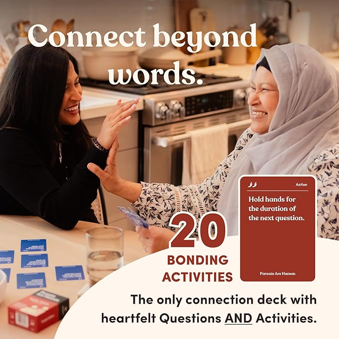 Parents Are Human, Relationship Cards, Get to Know Each Other Better, Parents, Adults, Families, & Teens Relationship Building, Light & Deep Questions, 70 Questions & Activity Cards, English + German