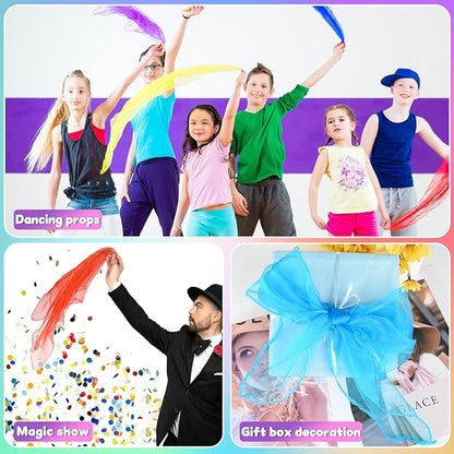 NEBURORA Juggling Scarves Square Colorful Play Scarve for Dance Magic Tricks Performance Props Scarf Accessories 12 Colors