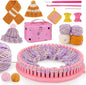 AHCo. Knitting Loom Kit for Beginners, Creative Craft Toy for Girls Ages 7 8 9 10 11 12 with Storage Bags Yarns Knitting Tools, Fantastic DIY Gifts Knit Hat Scarf Coaster (Pink)