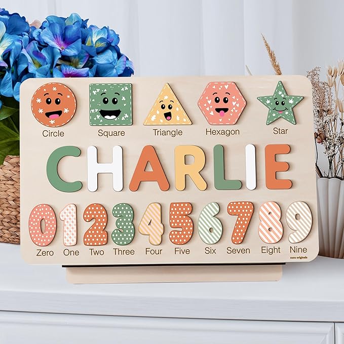 Personalized Name Puzzle for Babies and Kids - Zuzu Puzzle Wooden Toy, Educational Toddler Gift, Baby Shower or Newborn Gift (0-36 Months)-TSCA,CPC Certified