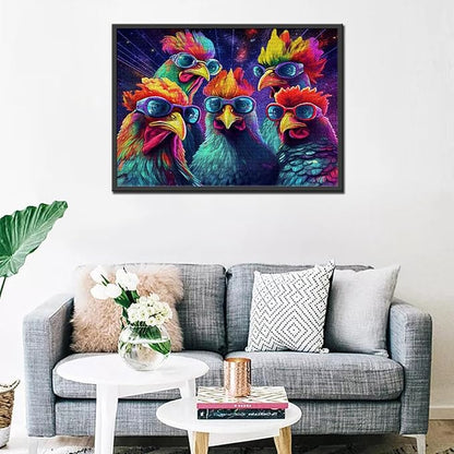 Tucocoo Roosters with Sunglasses Art Jigsaw Puzzle 1000 Pieces Puzzles for Adults, Rave Party Funny Chickens Jigsaw Puzzles for Challenging Family Activity Games Colorful Puzzle for Home Decor Gifts