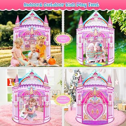 Toys for Girls,Large Kids Tent Toddler Girl Toys,Foldable Tent for Kids with Carry Bag Indoor Playhouses,Princess Toys for 3-12 Year Old Girl Castle Playhouse Unicorns Gifts for Girls