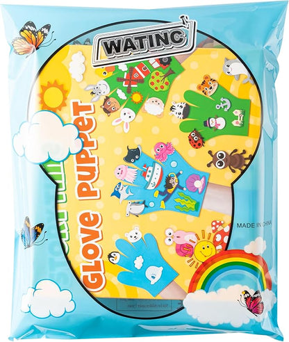 WATINC Animals Felt Story Finger Puppets - 5Pcs DTY Animal Storytelling Hand Puppet Felt Education Gift, Farm Insect Zoo Ocean Polar Animal Storytime Early Learning Role Play for Kids