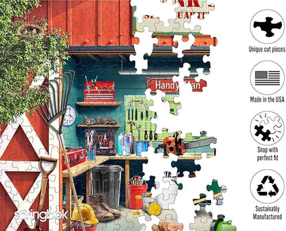 Springbok Shedquarters 1000 Piece Puzzle for Adults - Detailed Puzzle of a Handyman’s Workshop