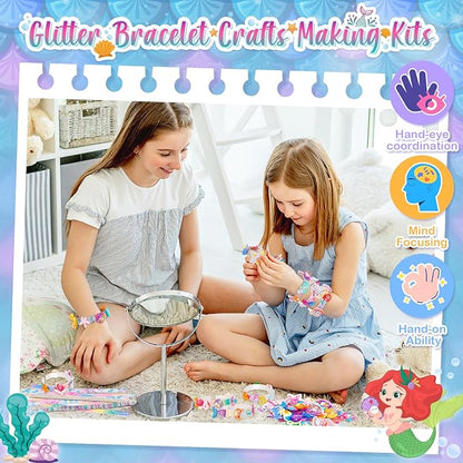 Eichhoo Friendship Bracelet Making Kit for Girls, 5-12 Year Old Girl Birthday Gifts, Arts and Crafts Kits for Kids, Girls Toys Age 5 6 7 8 9 10 Years Old, Kid Jewelry Making Kit with Charm (Mermaid)