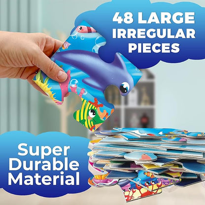 QUOKKA Giant Floor Puzzles for Kids Ages 4-6 - 2x3 Feet 48 Piece Puzzles for Toddlers 3-5 - Large Educational Kids Puzzles Ages 2-4 - Ocean Activity Game for Boys and Girls