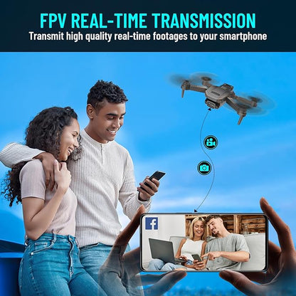 Drone with Camera for Adults Kids, 1080P HD FPV Foldable RC Quadcopter with Upgrade Altitude Hold, One-Key Take Off/Landing, Gesture Control, 90° Adjustable Lens, Headless Mode, 2 Batteries, Carrying Case, 3D Flip