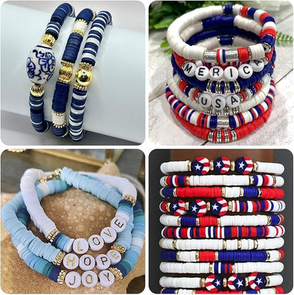 4000pcs Blue Clay Beads for Bracelets Making 6mm Heishi Beads Polymer Flat Round Disc Clay for Jewelry Making Blue Bead Crafts