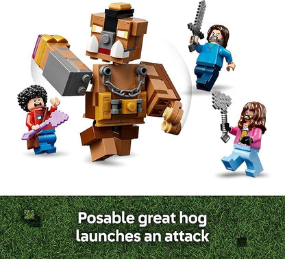 LEGO Minecraft Woodland Mansion Fighting Ring - Building Toy for Kids Age 10+ - Includes Steve, Garrett, & Henry Minecraft Figures, Plus a Chicken Jockey & More - Birthday Gift Idea for Fans - 21272