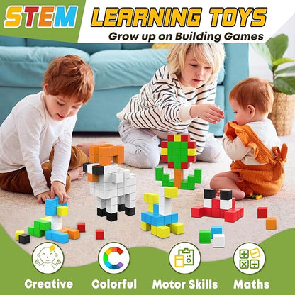 48PCS Magnetic Blocks for Toddlers Toys, Large Magnetic Cube Toy for Sensory STEM Education Preschool Magnet Toys for 3 4 5 6 Year Old Boys and Girls, Compatile with Mine Magnet World