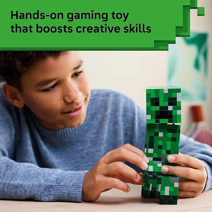 LEGO Minecraft The Creeper Kids Building Toy - Minecraft Toy for Boys & Girls, Ages 10+ - Room Decor for Gamers -W/ 1st Version Minifigure - Gift for Christmas - 21276