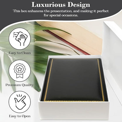 Novel Box Black Jewelry Box for Necklace 4.4x6.25x1.4 Inch - Faux Leatherette Jewelry Display Gift Boxes - Soft Velvet Interior Necklace/Pendant Storage Cases for Proposal Engagement Wedding Birthday