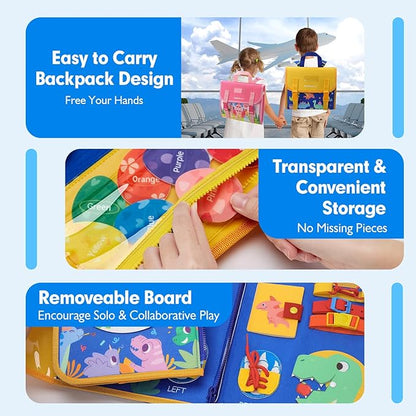 hahaland Toddler Toys Busy Board, Montessori Toys for Baby Boys, Boy Birthday Gift 18 in 1 Preschool Learning Activities with 12 Life Skills-Numbers,String Beads,Shapes,Colors,Puzzles,Alphabet