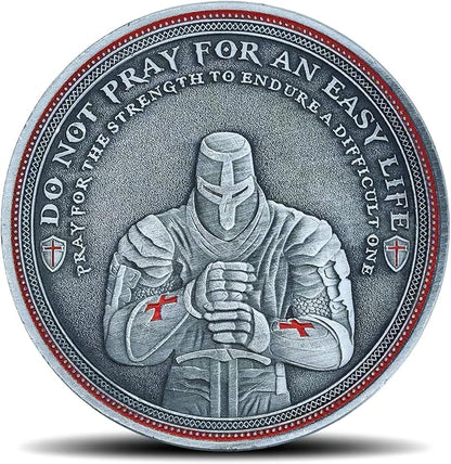 Christian Warrior Challenge Coin - The Knight Templar Coin Red Cross Religious Collection Coin
