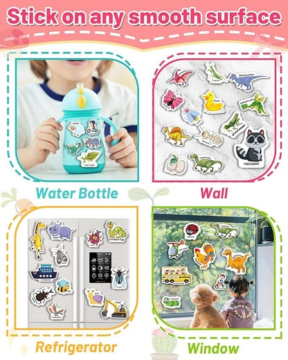 4 Pack Reusable Sticker Book for Toddlers, Toddler Sticker Book for Kids, Toddler Activities Crafts Preschool Learning Travel Birthday Gifts for Boys Girls