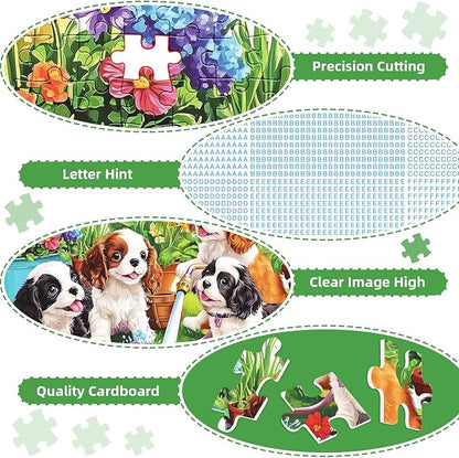 300 Pieces Cute Dogs Puzzles for Adults,Large Pieces Puzzle for Teens Seniors,Fun Puzzles 300 Piece for Kids Ages 8-10 10-12,Challenging Jigsaw Puzzle for Family,Great Gift for All Ages,20.5 x 15 in