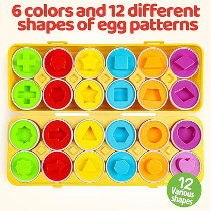 Tddler Toys 1-2,Montessori Geometric Egg Early Fine Motor Skills Learning Color Sorting & Shape Sorter Matching Eggs Game Airplane Travel Toys for Kids Boys Girls