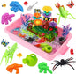 FIIOEOY Flower Garden Sensory Bin, Sensory Play Sand Kit with DIY Flower Garden Building Toys, Bug Figures & Sand Molds, Pretend Play Sandbox Birthday Gift for Girls Boys 3 4 5 Years Old