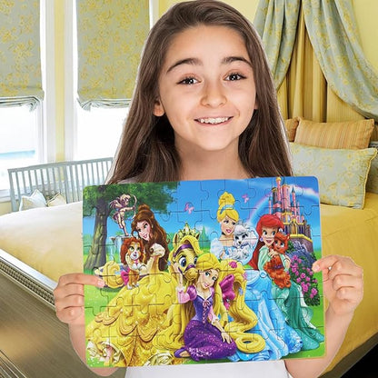 Wooden Princess Puzzles for Kids, 60 Pieces Jigsaw Puzzles in Metal Box, Educational Toys for Ages 3+ (0684, 8 Sets)
