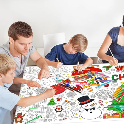 Gatherfun Christmas Decorations - Versatile 31.5 x 72 Inches Activity Poster, Merry Christmas Party Coloring Banner/Table Cover for School Parties and Special Events