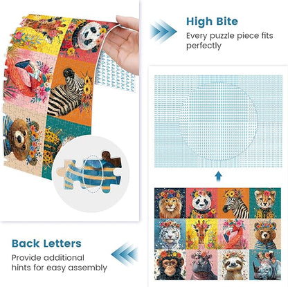 500 Piece Puzzles for Adults,Beautiful Wild Animals Jigsaw Puzzle for Adults Kids Seniors,Recycled Cardboard Dogs Puzzle 500 Piece,Family Activity Great Gift for Family Friends 20.5 * 15 inch