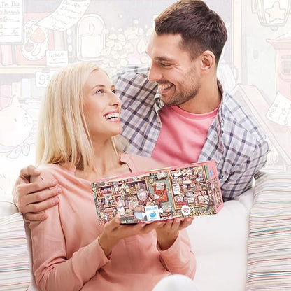 MOMIBOOK Puzzles for Adults 1000 Pieces Jigsaw Puzzles of Flowers in Pages, Painting Image Bookstore Bookshop Difficult Challenging Hard Impossible Puzzle Unique Funny Party Christmas Birthday Gifts