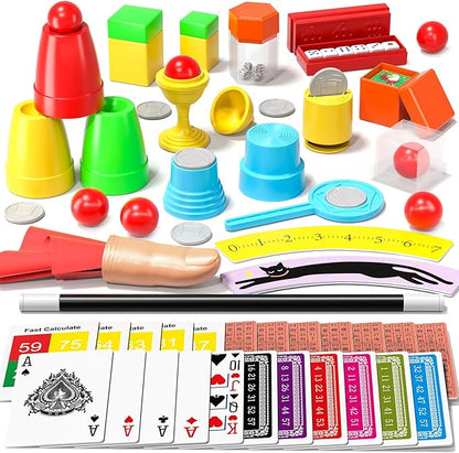 Magic Kit for Kids, 98 Magic Tricks Set for Kids with Magic Wand, Manual and Videos, Magic Set Toys Gifts for 6 7 8 9 10 11 12 Years Old Kids Boys Girls Beginner Halloween Christmas Birthday Parties