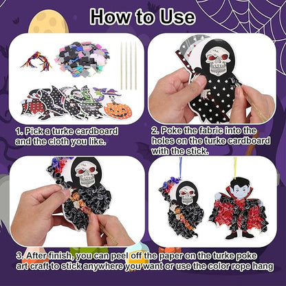 Fennoral 12 Pack Halloween Craft Kit for Kids Make You Own Poke in Arts and Crafts DIY for Kids Boys Girls Party Supplies Halloween Decoration