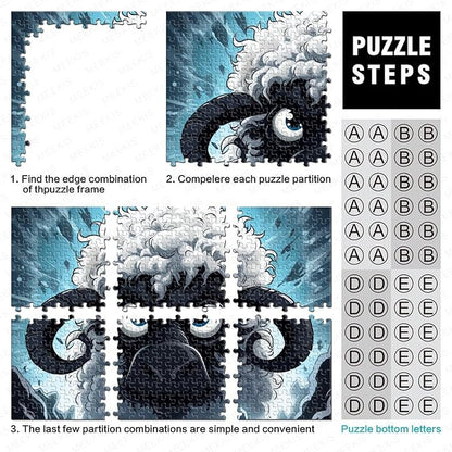 Sheep Thickened Wooden Jigsaw Puzzles for Adults Fun 500 Pieces 3D Animal Education Game Toy Intellectual Game Stress Relief Toy Decoration Relaxation and Intelligence 500pcs (52x38cm)