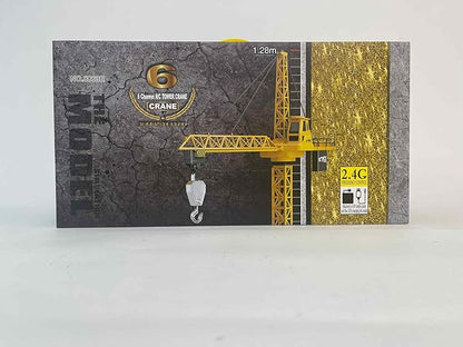 Mini Tudou 50.4 inch Tall 2.4GHz Remote Control Tower Crane,6 Channel Remote Control Construction Crane Toy 680°Rotation Lift Model with Tower Light & Sound for Boys