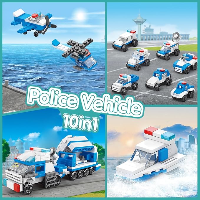 Sawaruita 30Pack Mini Cars Building Blocks Party Favors for Kids - Small Fire Truck,City Police Car,Construction Vehicle for Birthday Goodies Bag Filling, Classroom Prizes for Boys 6-12