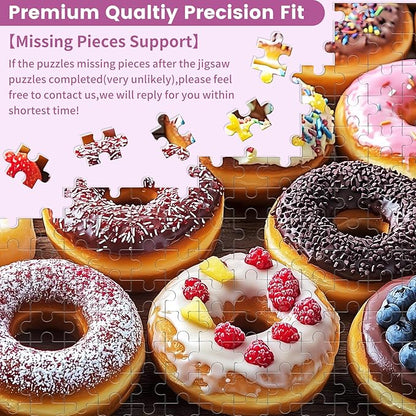 500 Piece Puzzle for Adults, Donut Jigsaw Puzzles, Youths Favorite Foods Puzzles 500 Pieces, Birthday and Barious Holiday Party for Family Kids and Adults, Funny Puzzle, 20.5x15 in