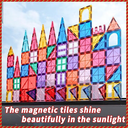 Magnetic Tiles for Toddlers - Building Blocks for Preschool Montessori Learning, Ideal Sensory Toys for Kids Aged 3-8