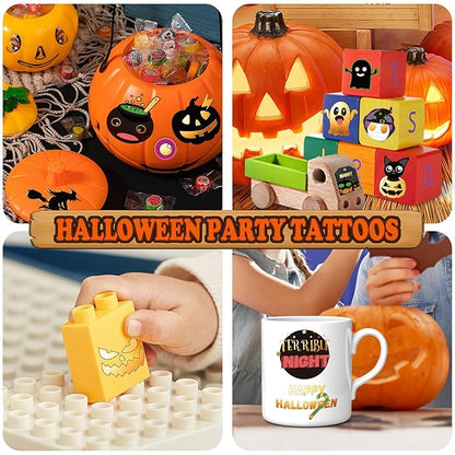 Halloween Temporary Tattoo, Pumpkin Bat Cat Ghost Witch Skull Cross Grave Fake Tattoos for Kids Women Men, 125 Styles Temporary Tattoos for Halloween Party Supplie Party Favors for Boys Girls