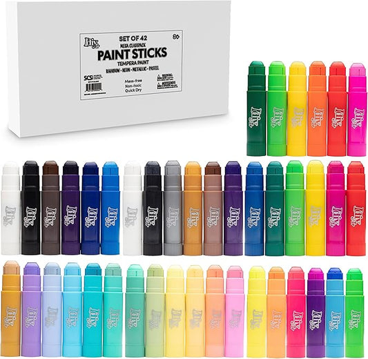 Idiy Tempera Paint Sticks (42 Mega Classpack Vibrant Colors)- For All Classroom Back to School Supplies Arts & Crafts Projects, Draw & Paint on Wood, Paper, Ceramic, Canvas!