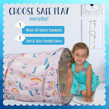 River & Aria Co Baby Play Tunnel - 6ft Indoor & Outdoor Pop Up Play Tunnel for Toddlers 2-6 - Interactive Hide-and-Seek Crawling Tunnels for Children (Unicorn Tunnel)