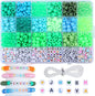 XIANNVXI 24Colours Green Pony Beads for Bracelet Friendship 720pcs Letter Kandi Green Pony Beaded Kit Bracelet Making Kit for Jewelry DIY Crafts