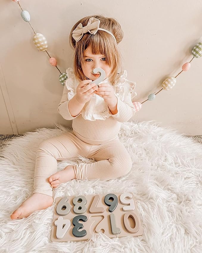 Ali+Oli Baby Soft Silicone Number Puzzle Toys for Toddlers (11 Piece Set) Toddler or Baby Girl & Boy Neutral Baby Toys - Montessori Learning Puzzle Silicone Number Shape Sorter Toy