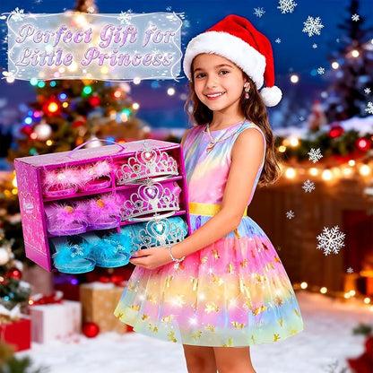 VGOFUN Princess Dress Up Shoes Set,Princess Dress Up Toys Toddler Jewelry Boutique Kit Girls Dress Up Clothes with Princess Shoes Role Play Birthday Party Toys Gifts for Little Girls 3,4,5,6 Years