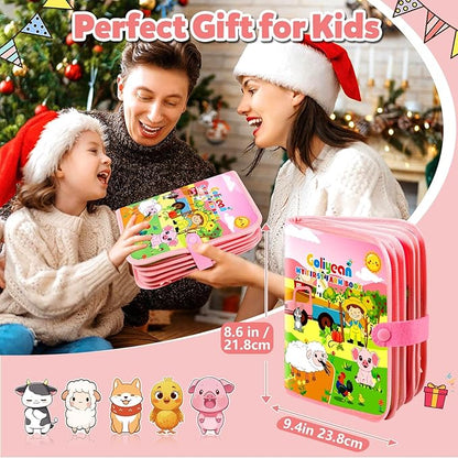 GOLIYEAN Montessori Busy Book for Toddlers 1-3, Busy Board Montessori Toys for 1 Year Old Girl Birthday Gifts, Educational Learning Sensory Activity Books, Quiet Book Travel Toys for Airplane Car
