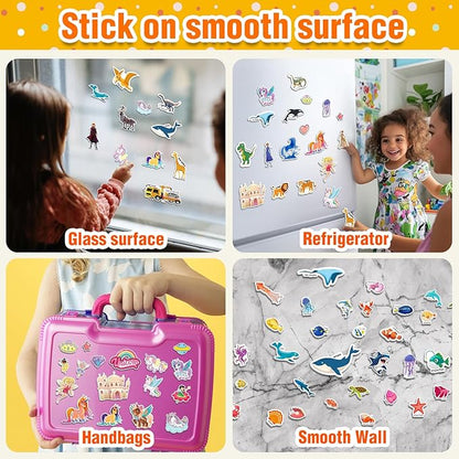 2 Sets Reusable Sticker Books for Toddlers 1-3, Animal Jelly Sticker Books for Kids 2-4 Years, Toddler Travel Toys Activity Road Trip Essentials for Kids- Animal + Dinosaurs