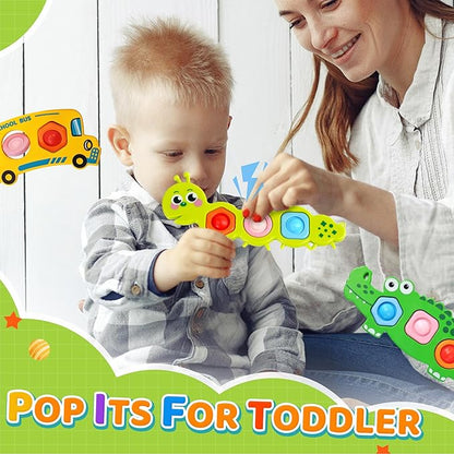 6PC Fidget Sensory Toys for Baby Airplane Travel Essential Activities, Toddler Party Favors Animal Pop Toys Fine Motor Skills Autism Autistic Gifts for 12+ Month Babies Toddlers 1 2 3 Year Old