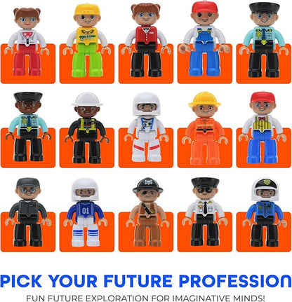 Playmags Large Magnetic Figures Community Set of 15 Pieces – 3” Play People Perfect for Magnetic Toys Building Blocks - STEM Learning Toys for Kids – Magnet Tiles Expansion Accessories Pack