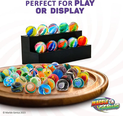 Marble Genius Handmade Glass Marbles - 16mm (5/8 in) Beach Blast, 10-Count - Beach Ball Pattern & Solid Glass Spheres for Collection & Marble Run