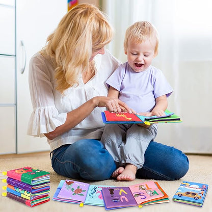 Baby Bath Books, Nontoxic Fabric Soft Baby Cloth Books, Early Education Toys, Waterproof Baby Books for Toddler, Infants Perfect Shower Toy, Kids Bath Toys Birthday Gift (Pack of 8)