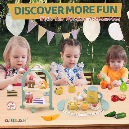 Tea Sets for Toddlers 3-5 Girl Birthday Gift 3 Year Old Princess Party Wooden Play Food Toy Sets for Kids Kitchen Accessories Age 3 4 5 6 Wood Educational Toys