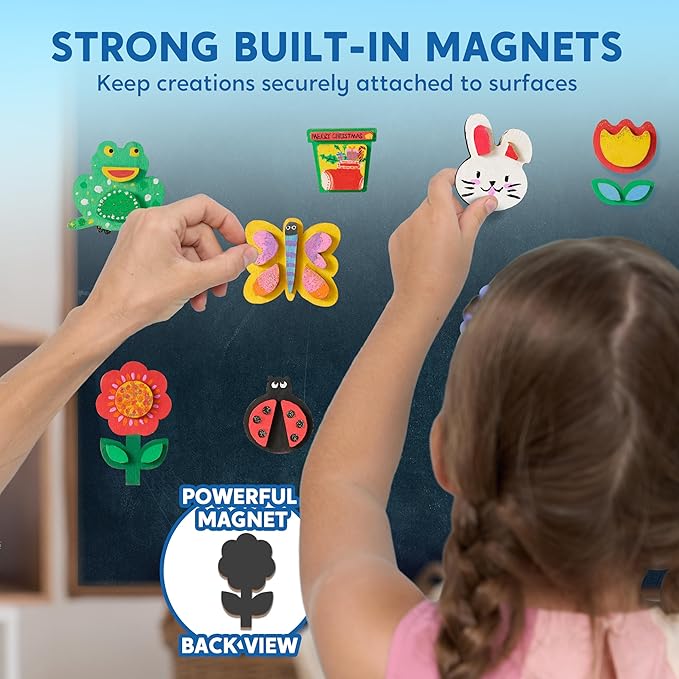 JOYIN 12 Wooden Magnet Creativity Arts & Crafts Painting Kit for Kids, Decorate Your Own Painting Gift for Halloween Crafts, Birthday Parties and Family Crafts, Party Favors for Boys Girls