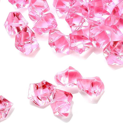 TeeLiy 150 PCS Acrylic Pink Crushed Ice Rock Crystals Treasure Gem Plastic Fake Ice for Vase Fillers Decoration, Table Scatters, Event, Wedding, Arts & Crafts, Home Birthday Decoration